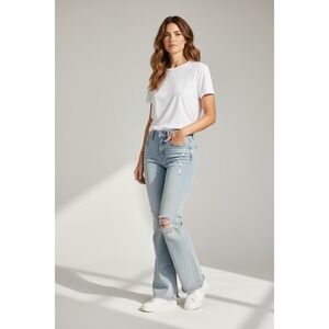 Lovervet by Vervet Flare Leg Jeans Distressed Ripped Light Wash Denim Size 24/0